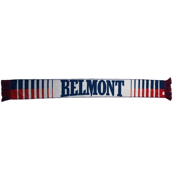 Belmont University Bruins Scarf Red White Blue Bear Fringe Reversible Winter - Picture 5 of 7